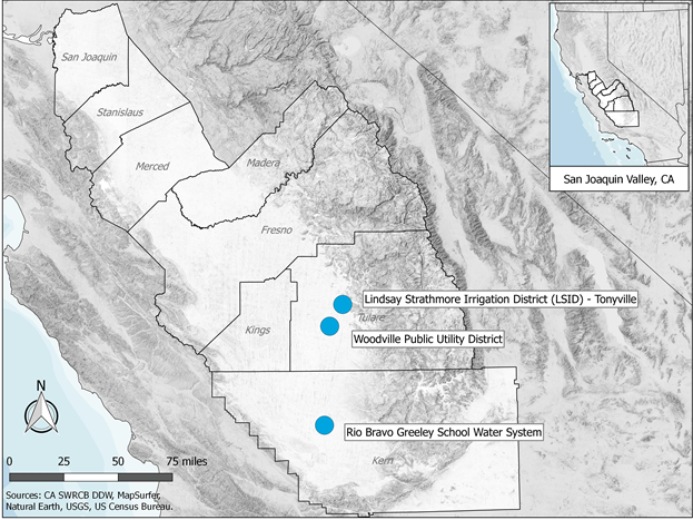 Participating water system locations in California’s San Joaquin Valley.